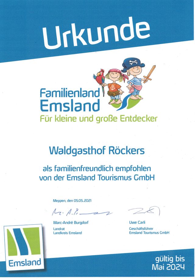 Urkunde Familienland Emsland